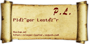 Pláger Lestár névjegykártya